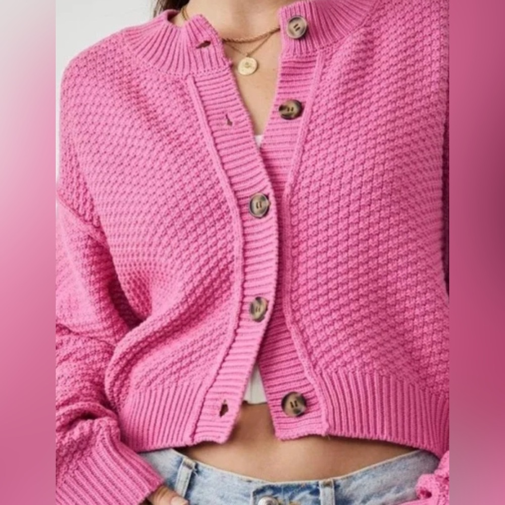 🩷 LAVENDER J Fuschia Pink Button-Up Cardigan